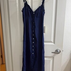 Wilfred Midnight Blue Button-Front Midi Dress